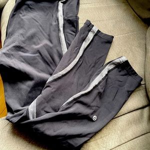 SOLD: Lululemon Leggings 25” Black worn Grey accents: Size 10
